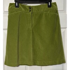 Talbots Womens Corduroy Skirt 12P Apple Green Pockets Mini A-Line Preppy